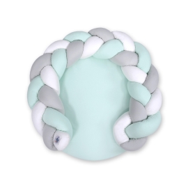 Baby braided knot donut pillow/ play mat 2 in 1 - white-mint-gray