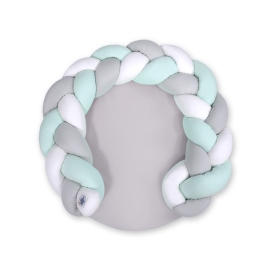 Baby braided knot donut pillow/ play mat 2 in 1 - white-mint-gray