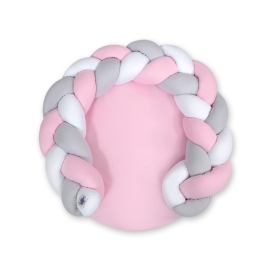 Baby braided knot donut pillow/ play mat 2 in 1 - white-pink-gray