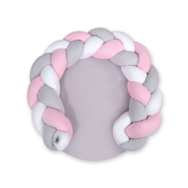 Baby braided knot donut pillow/ play mat 2 in 1 - white-pink-gray