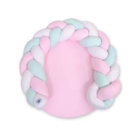 Baby braided knot donut pillow/ play mat 2 in 1 - white-pink-mint