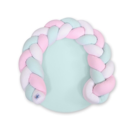 Baby braided knot donut pillow/ play mat 2 in 1 - white-pink-mint