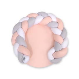 Baby braided knot donut pillow/ play mat 2 in 1 - white-powder pink-gray