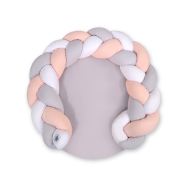 Baby braided knot donut pillow/ play mat 2 in 1 - white-powder pink-gray