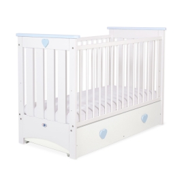 Baby cot bed 120x60cm Lorenzo III white/blue with drawer MAXI