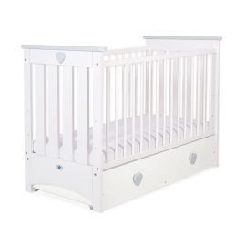Baby cot bed 120x60cm Lorenzo III white/Gray with drawer MAXI