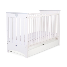 Baby cot bed 120x60cm Lorenzo III white/Gray with drawer STANDARD