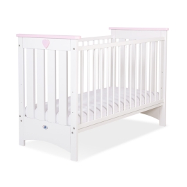 Baby cot bed 120x60cm Lorenzo III white/pink