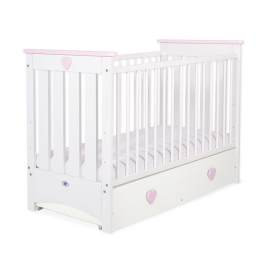 Baby cot bed 120x60cm Lorenzo III white/pink with drawer MAXI