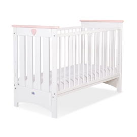 Baby cot bed 120x60cm Lorenzo III white/salmon