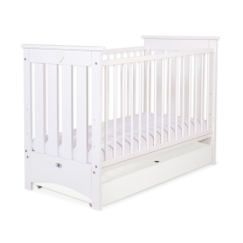 Baby cot bed 120x60cm Lorenzo III white with drawer STANDARD