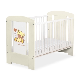 Baby cot bed 120x60cm Tedy Bear with bow cream no. 5004-10-321