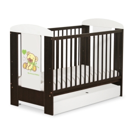 Baby cot bed 120x60cm Tedy Bear with bow cream with drawer STANDARD