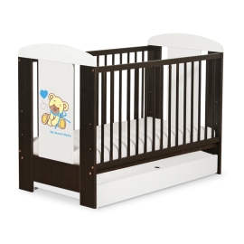 Baby cot bed 120x60cm Tedy Bear with bow cream with drawer STANDARD
