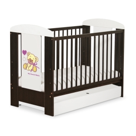 Baby cot bed 120x60cm Tedy Bear with bow cream with drawer STANDARD