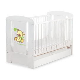 Baby cot bed 120x60cm Tedy Bear with bow cream with drawer STANDARD