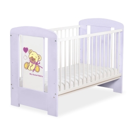 Baby cot bed 120x60cm Tedy Bear with bow lilac no. 5004-09-325