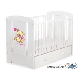 Baby cot bed 120x60cm Tedy Bear with bow with drawer MAXI