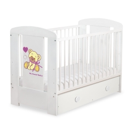 Baby cot bed 120x60cm Tedy Bear with bow with drawer MAXI