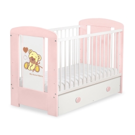 Baby cot bed 120x60cm Tedy Bear with bow with drawer MAXI