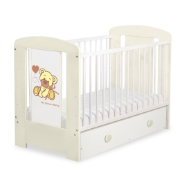 Baby cot bed 120x60cm Tedy Bear with bow with drawer MAXI