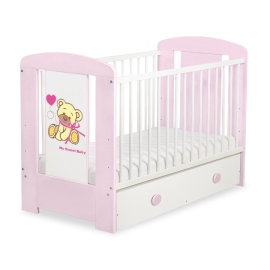 Baby cot bed 120x60cm Tedy Bear with bow with drawer MAXI