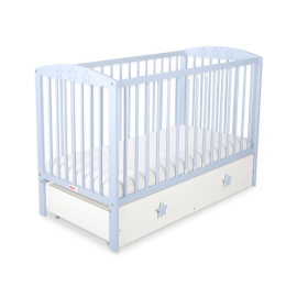 Baby cot bed 120x60cm with Stars 5002-07-07- white with drawer MAXI