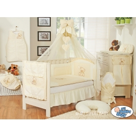 Baby Cot Bed Mosquito-net made of tulle- Bear with bow cream
