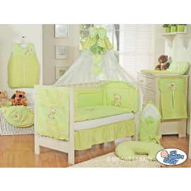Baby Cot Bed Mosquito-net made of tulle- Bear with bow green