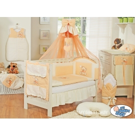 Baby Cot Bed Mosquito-net made of tulle- Bear with bow peach