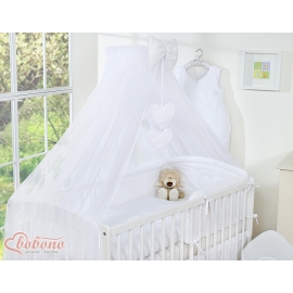 Baby Cot Bed Mosquito-net made of tulle for Cotbed- Hanging Hearts white