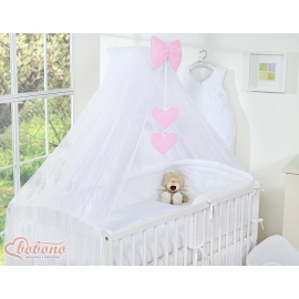 Baby Cot Bed Mosquito-net made of tulle- Hanging Hearts white