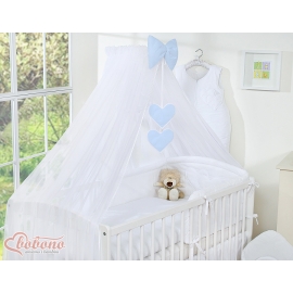 Baby Cot Bed Mosquito-net made of tulle- Hanging Hearts white