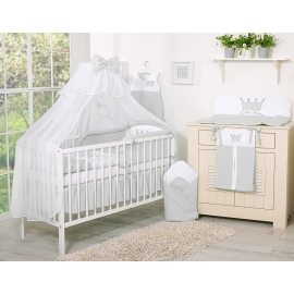 Baby Cot Bed Mosquito-net made of tulle- Little Prince/Princess gray