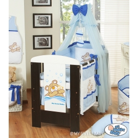 Baby Cot Bed Mosquito-net made of tulle- Teddy bear Barnaba blue