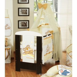 Baby Cot Bed Mosquito-net made of tulle- Teddy bear Barnaba brown