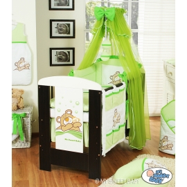 Baby Cot Bed Mosquito-net made of tulle- Teddy bear Barnaba green