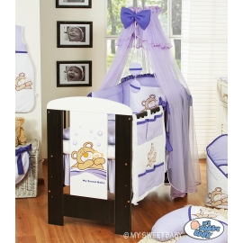 Baby Cot Bed Mosquito-net made of tulle- Teddy bear Barnaba lilac
