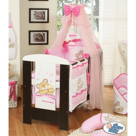 Baby Cot Bed Mosquito-net made of tulle- Teddy bear Barnaba pink