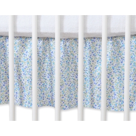 Baby cot decorative skirt dust Ruffle-Masking flounce 120x60cm- Hanging Hearts blue flowers