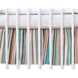 Baby cot decorative skirt dust Ruffle-Masking flounce 120x60cm- Hanging Hearts brown stripes