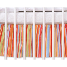 Baby cot decorative skirt dust Ruffle-Masking flounce 120x60cm- Hanging Hearts orange stripes