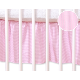 Baby cot decorative skirt dust Ruffle-Masking flounce 120x60cm- Hanging Hearts pink stripes