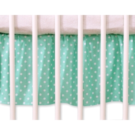 Baby cot decorative skirt dust Ruffle-Masking flounce 120x60cm- Hanging Hearts white dots on mint