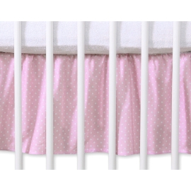 Baby cot decorative skirt dust Ruffle-Masking flounce 120x60cm- Hanging Hearts white polka dots on pink
