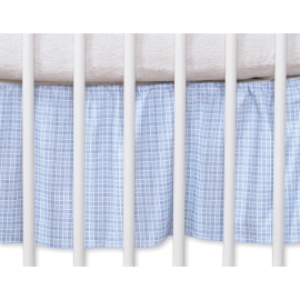 Baby cot decorative skirt dust Ruffle-Masking flounce 120x60cm- Hkanging Hearts blue checkered