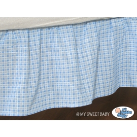 Baby cot decorative skirt dust Ruffle-Masking flounce 140x70cm- Bear with bow blue