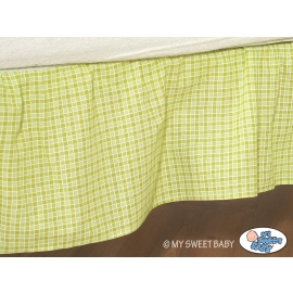 Baby cot decorative skirt dust Ruffle-Masking flounce 140x70cm- Bear with bow green