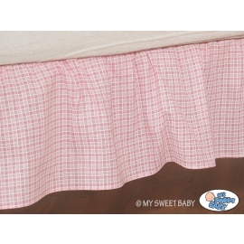 Baby cot decorative skirt dust Ruffle-Masking flounce 140x70cm- Bear with bow pink