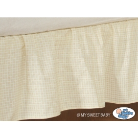 Baby cot decorative skirt dust Ruffle-Masking flounce 140x70cm- Bear with bow white